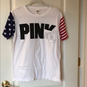 Pink Star and Stripes Sleeve Tee
